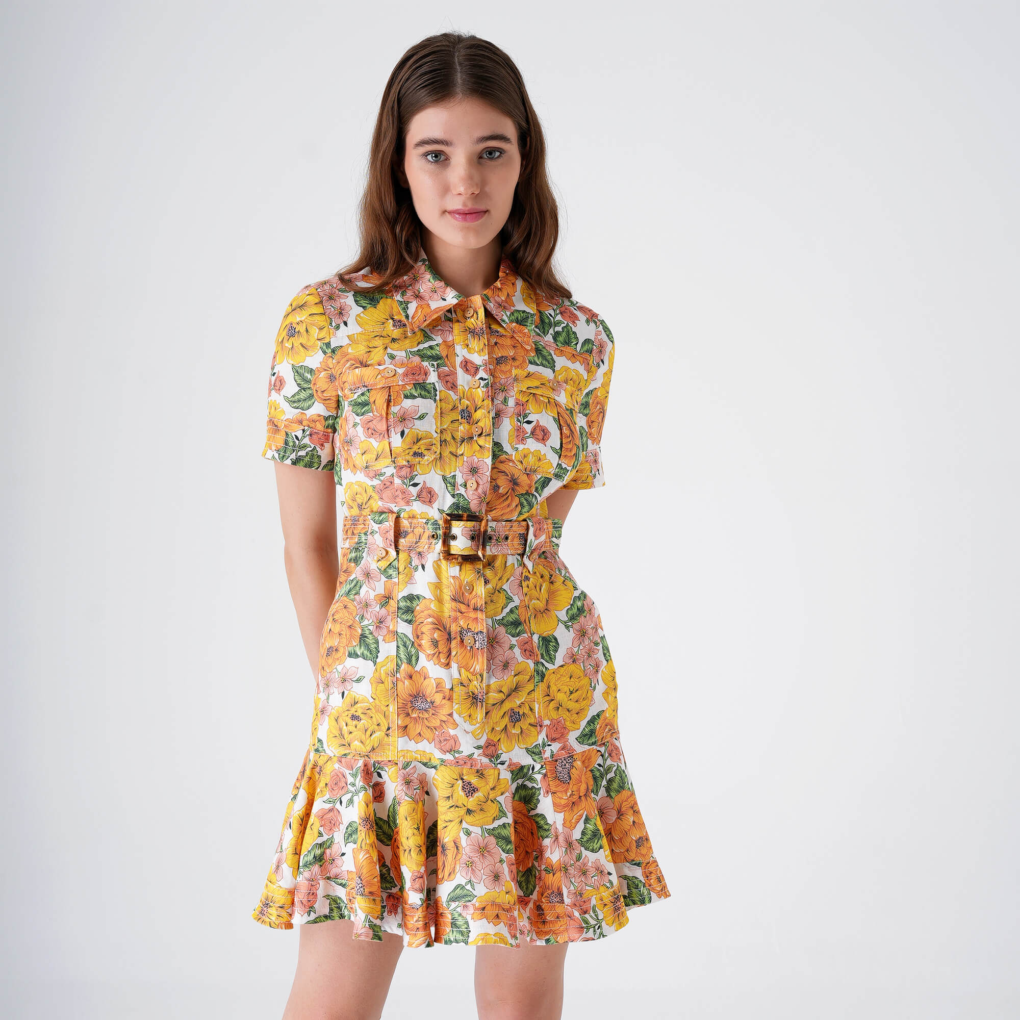 Zimmermann - Yellow&Orange&Green Floral Print With Both Dress